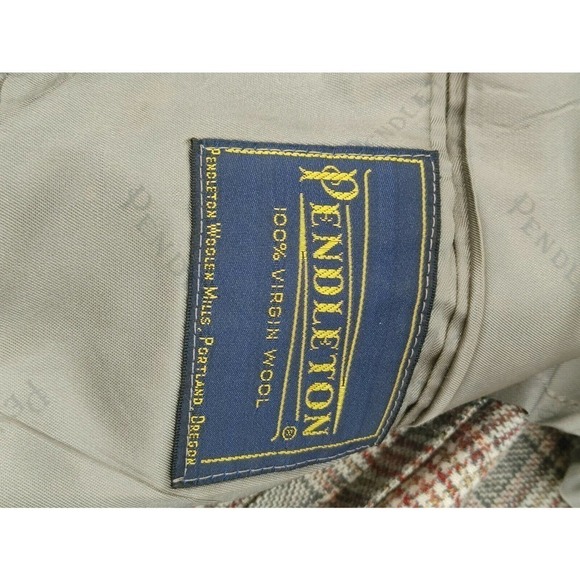Vintage Pendleton Gray Plaid Wool Blazer Sport Coat Jacket 45 Lightweight - Picture 7 of 11